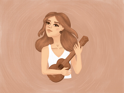 Girl with ukulele adobe photoshop girl character girl illustration girlillustration illustration music art rastr stylized ukulele