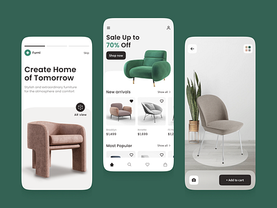 AR Furniture Store App app application ar design furniture mobile store ui ux