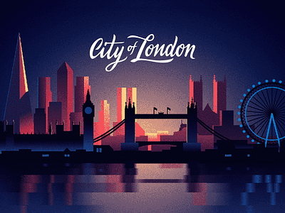 City Of London big ben cityscape dawn dithering dusk illustration limited colors london night sunset tower bridge