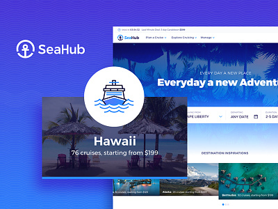 Cruise Booking Reimagined – SeaHub booking cruise cruising design hotel icon illustration logo ship ui vector web