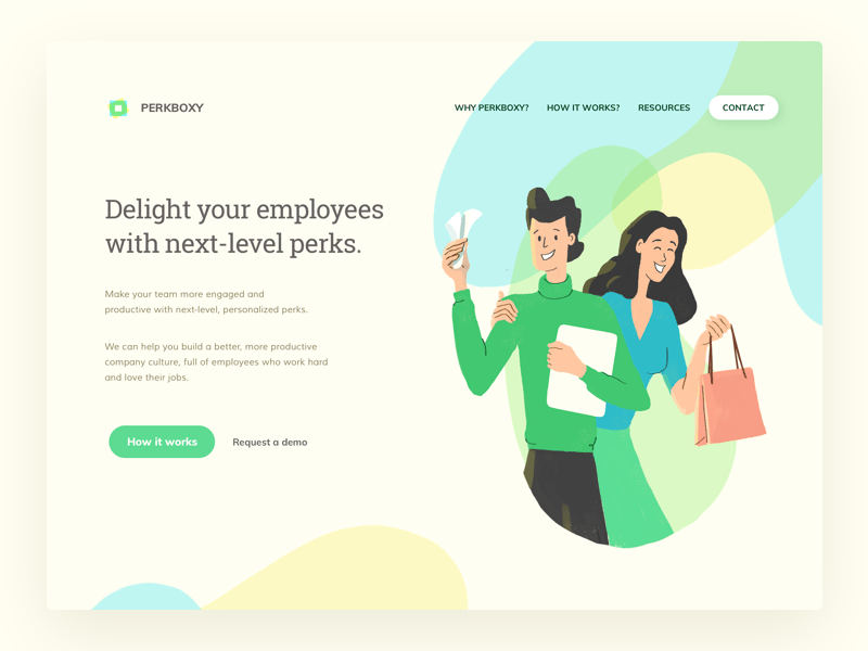 Perkboxy Concept illustration vector simple colorful illlustrator photoshop landing page