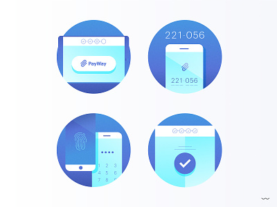 PayWay Fintech Icons app design fintech icon illustration illustrator instruction landing mobile onboarding payment phone vector