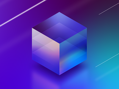 Lumicube Visual 2.5d branding cube glowing illustration illustrator isometric neon retro vector