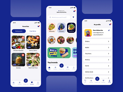 Food Delivery App application basket bright burger check out delivery food main page mobile mobile app modern ui network profile ui ux