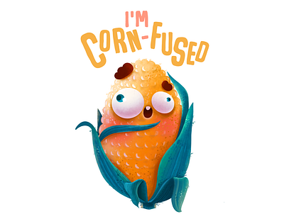 I'm CORNfused Pun bigeyes character children book illustration cute design illustration love puns typography