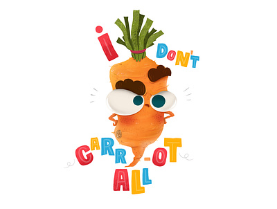 I don't CARR-OT all PUN bigeyes character children book illustration cute design illustration love puns stickers typography