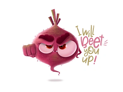 I'll beet you up! bigeyes character children book illustration cute design illustration love puns stickers typography