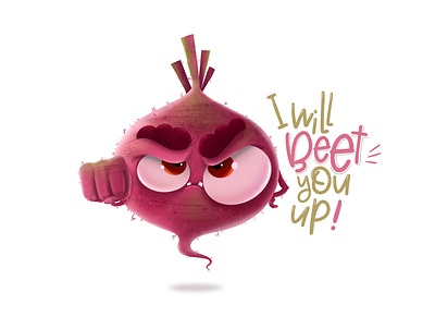 I'll beet you up! bigeyes character children book illustration cute design illustration love puns stickers typography