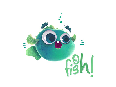 Oh FISH! Pun Project bigeyes character children book illustration cute design illustration love puns stickers typography