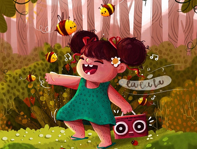 Summer song bigeyes book character children book illustration cute illustration kidillustartion nature picturebook