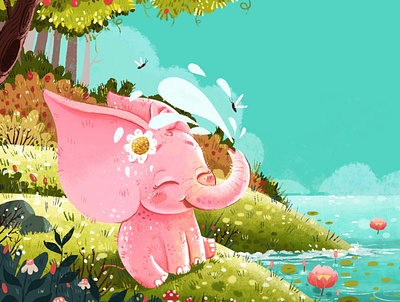 Splish Splash bigeyes character children book illustration cute illustration