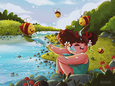 Splash bigeyes character children book illustration cute design illustration love