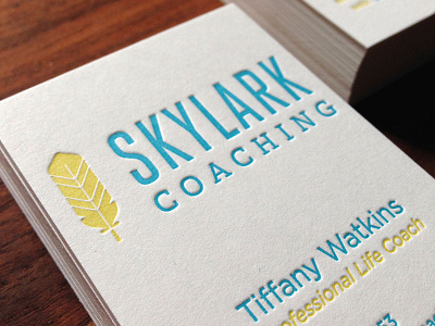 Skylark Letterpress business business cards feather illustration letterpress logo