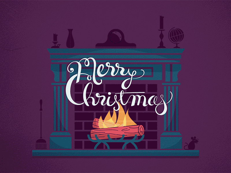 Print Shop Yule Log christmas fire holiday illustration lettering motion