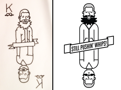 Still Pushin' Whips beard coaster fundraising illustration letterpress mustache