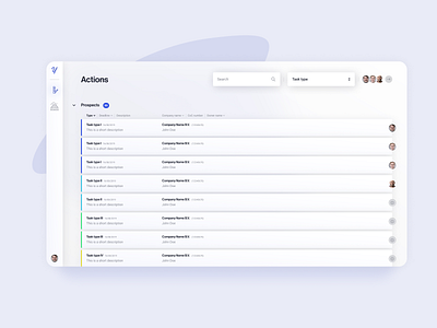 Yeaz Platform actions dashboard design list platform portal ui ux web