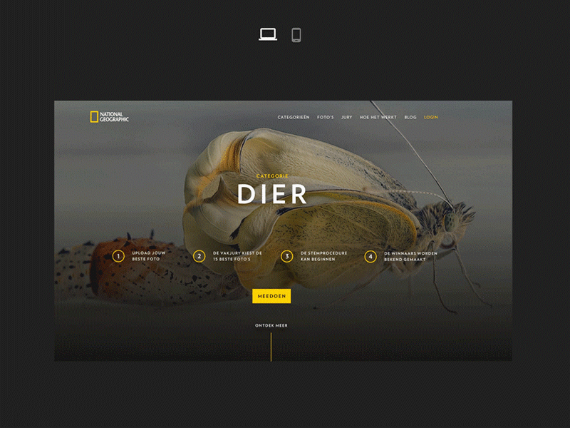 Responsive animation animation design landingspage mobile motion design national geographic navigation photography transition transitions ui web