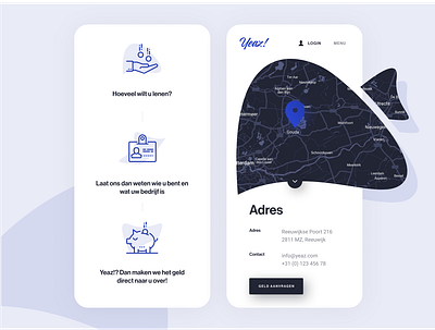 Yeaz mobile address branding contact design flat design icons illustration map mobile ui usps ux