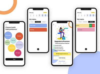 Habit tracking mobile app design desig design graphic design illustration typography ui ux