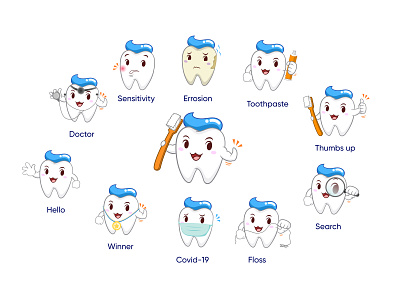 Oro - The Oral Care Mascott dental dental care design icon icon design icon set iconography illustration vector