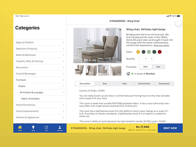 Introducing RENT for IKEA app app design design furniture furniture app ikea ipad minimal ui ux
