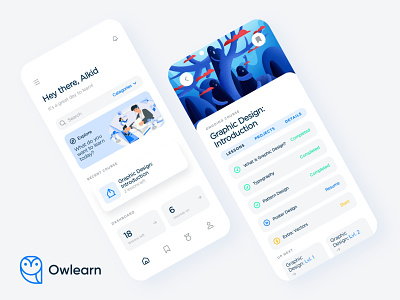 Owlearn app UI animation app course design graphic design illustration learn logo online owl teach