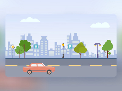 Big City Life - Landscape Illustration animation big city car car design city graphic design illustraion landscape motion design road trip tress