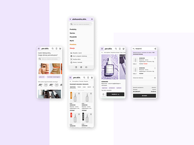 per.skin. basic user flow brand design cart page high fidelity landing page menu design minimalism product card product listing ui