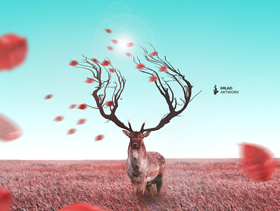 Autumn deer autumn deer design fantasy illustration photomanipulation photomontage photoshop