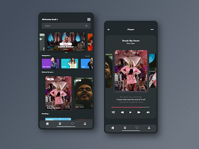Music app platforms (IOS) (Dark mode)