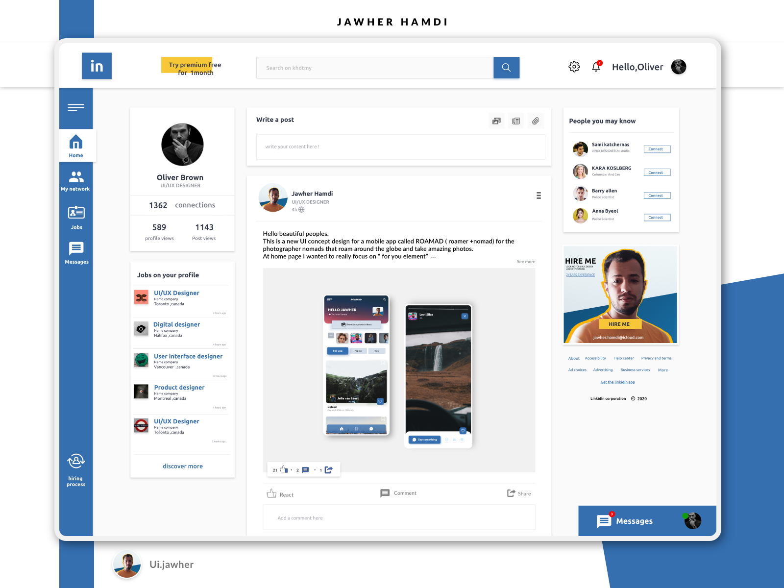 linkedIn home page redesign by Jawher Hamdi on Dribbble