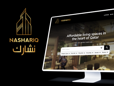 Shared Rentals, Website - Qatar Start-Up accomodation branding design golden gradient houses illustration qatar rent rental startup ui ux