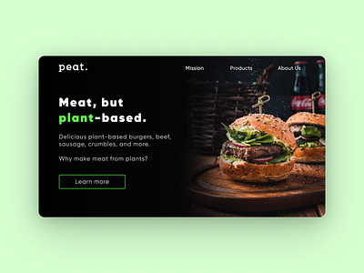 Peat. - Landing Page bold ui branding falt ui landing page logo peat plant based plant based meat ui ux