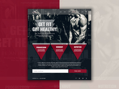 GYM LANDING PAGE branding design digital gym illustration landing landing page landing page design landingpage marketing modern page photoshop squeeze squeeze page typography ui web webdesign xd design