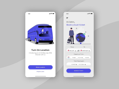 Transport Online Ticket App UI air android app app design bus bus ticket booking departure ios map modern online ticket place public transit schedule simple ticketing app train transport