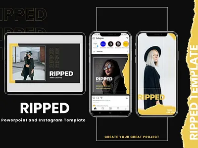 RIPPED - Presentation & Instagram Template brand identity branding fashion google slides instagram post instagram stories instagram story instastory keynote powerpoint presentation template promotion social media