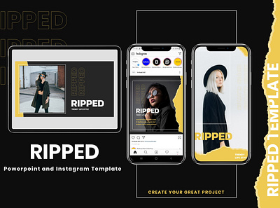 RIPPED - Presentation & Instagram Template brand identity branding fashion google slides instagram post instagram stories instagram story instastory keynote powerpoint presentation template promotion social media