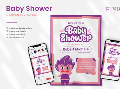 Baby Shower Invitation - Print & Social Media greeting