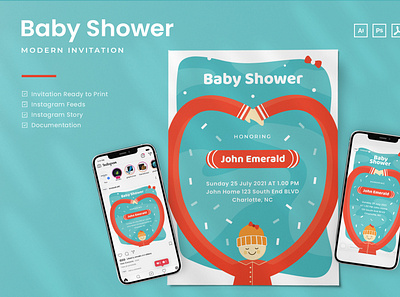Baby Shower Invitation - Print & Social Media greeting