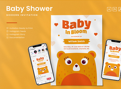 Baby Shower Invitation - Print & Social Media greeting