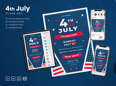 4th July - Flyer Set modern