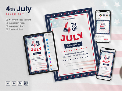 4th July - Flyer Set modern