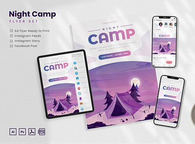 Night Camp - Flyer Set modern