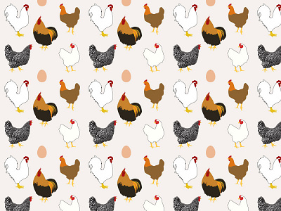 CHICKENS! chickens illustration pattern