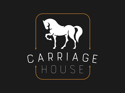 Carriage House Branding black brand design brand identity branding brown carriage design gold gray horse house illustration lineart logo logo design mark negative orange print vector