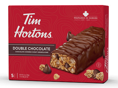 Tim Hortons Packaging branding canada chocolate clean coffee concept design granola granola bar modern packaging print product red simple tim hortons topography