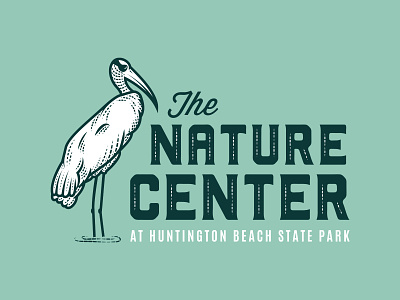 Huntington Beach State Park Logo beach bird branding center clean design flat flat illustration identity illustration line art logo natural nature nature logo park print south carolina stork woodstork