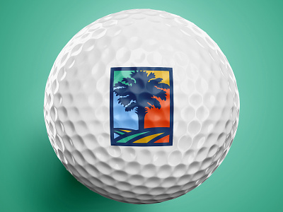 South Carolina Golf Event - Logo Mark 1 color badge blue circle colors golf ball golf event golf logo golf mark icon line lineart navy palmetto tree tree white