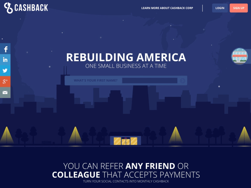 CashBack For America - Website cashback corp cashback for america city flat flat animation flat design flat illustration illustration small business social media web web design