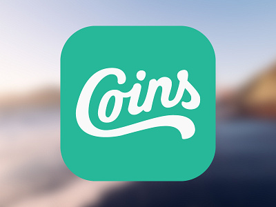 Coins App Icon app icon flat flat app icon flat design flat icon hand lettering handwritting ios ios app ios app icon script scripting